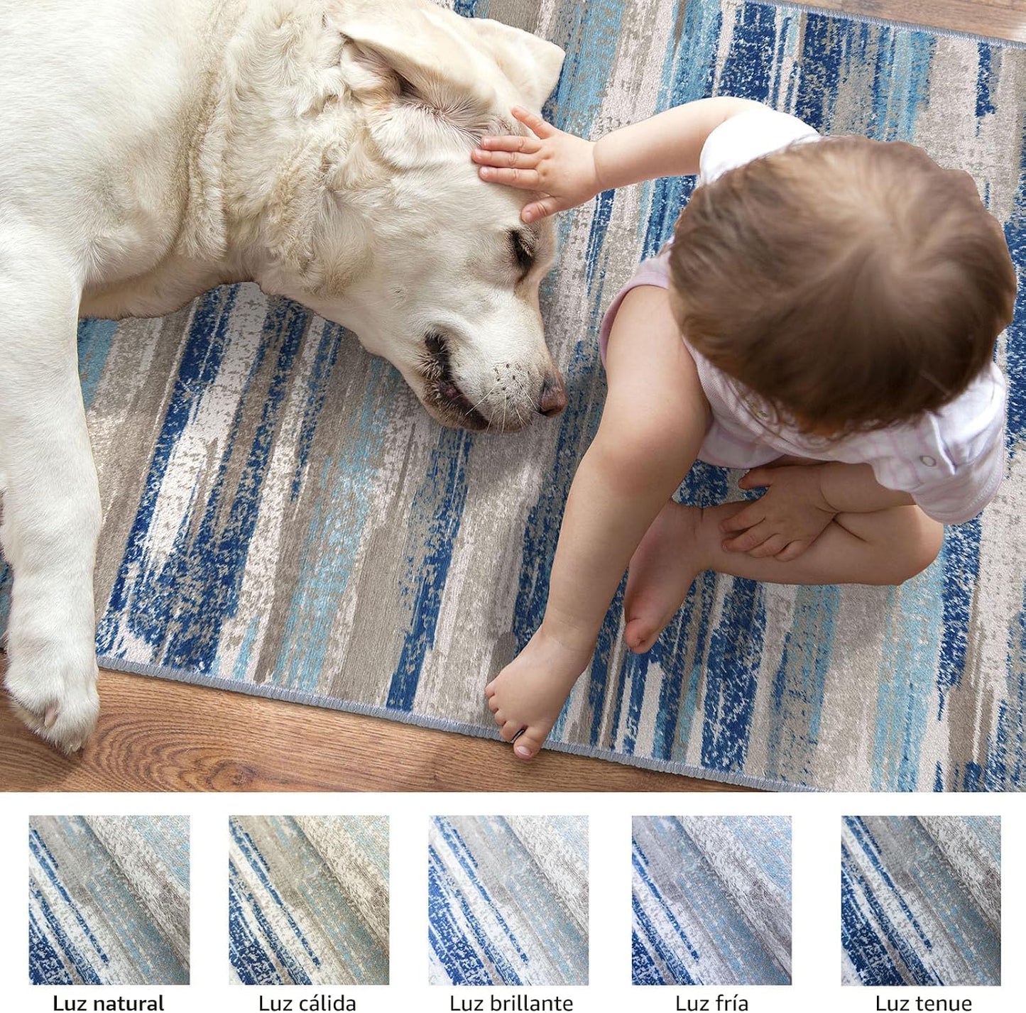 Alfombra pasillo 2x6" azul antiderrap lana sintética