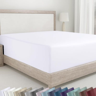 Sábana bajera King 100% algodón 400 hilos satinado blanco
