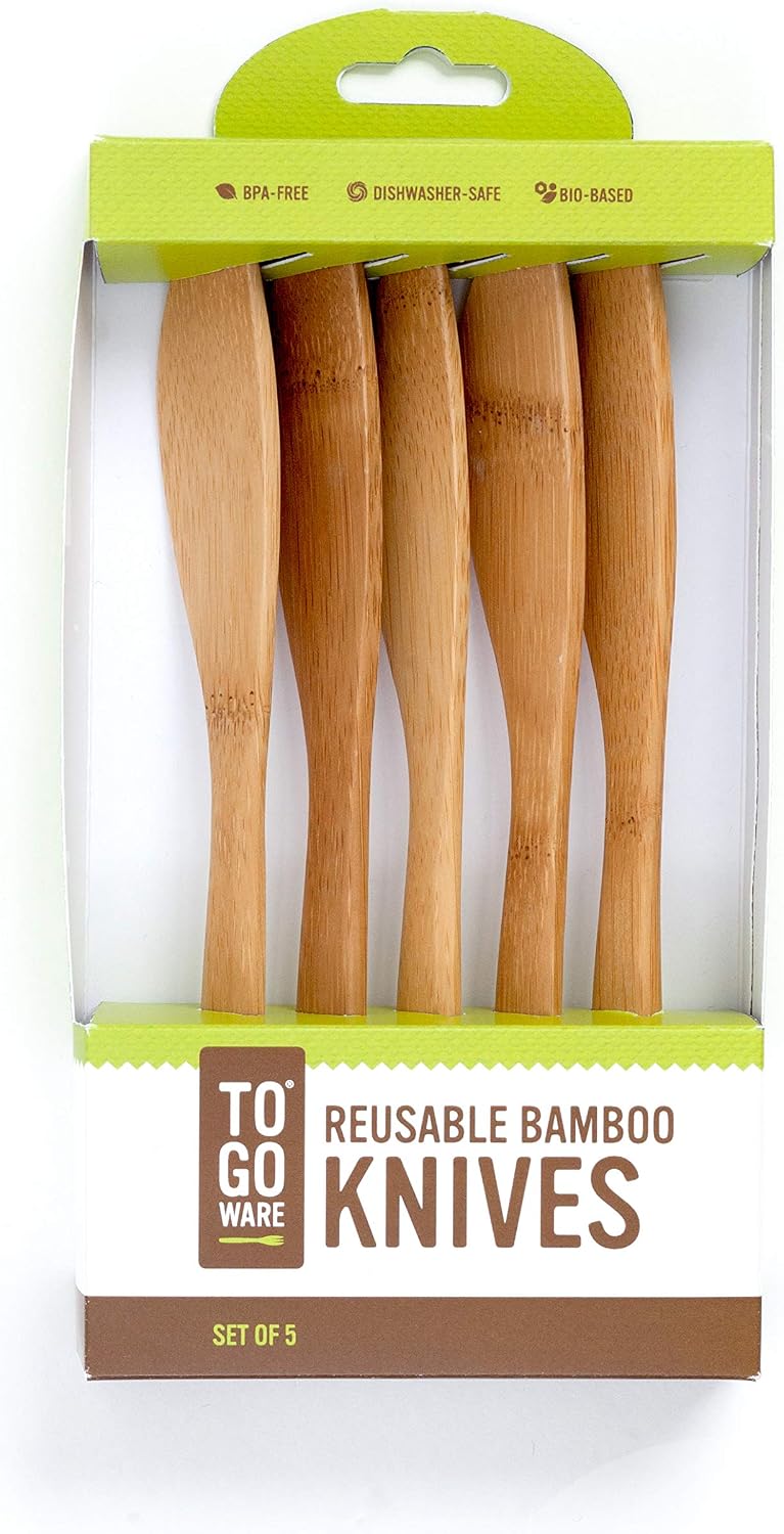 Juego 5 Cuchillos Bambú Reutilizables Ecológicos