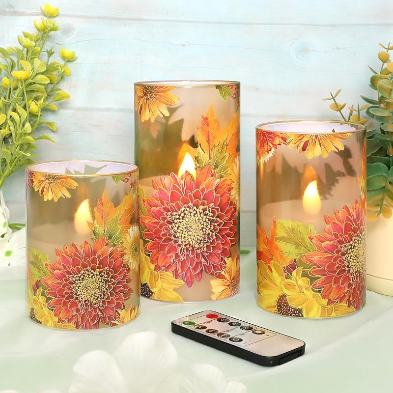 Velas parpadeantes de cera real con control remoto 3 pzas