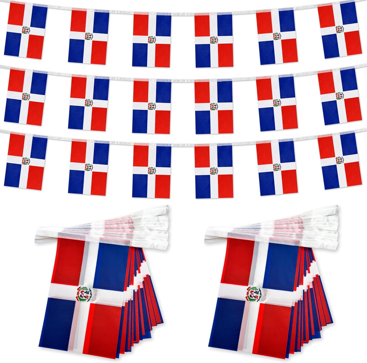 2 Banderas República Dominicana 60ft Colgantes