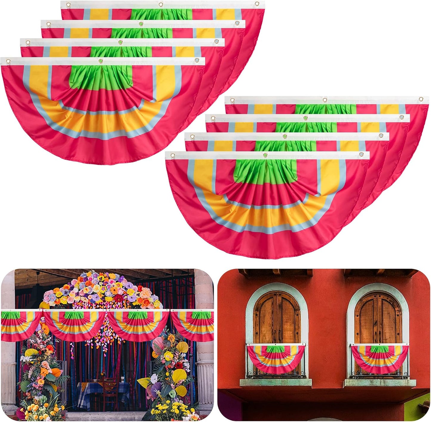 8 Banderines Serape 3x1.5ft para Fiesta Cinco de Mayo