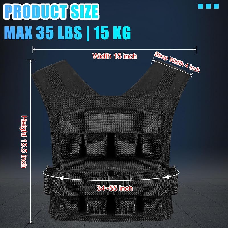 Chaleco peso ajustable 35lb para hombre entrenamiento fuerza