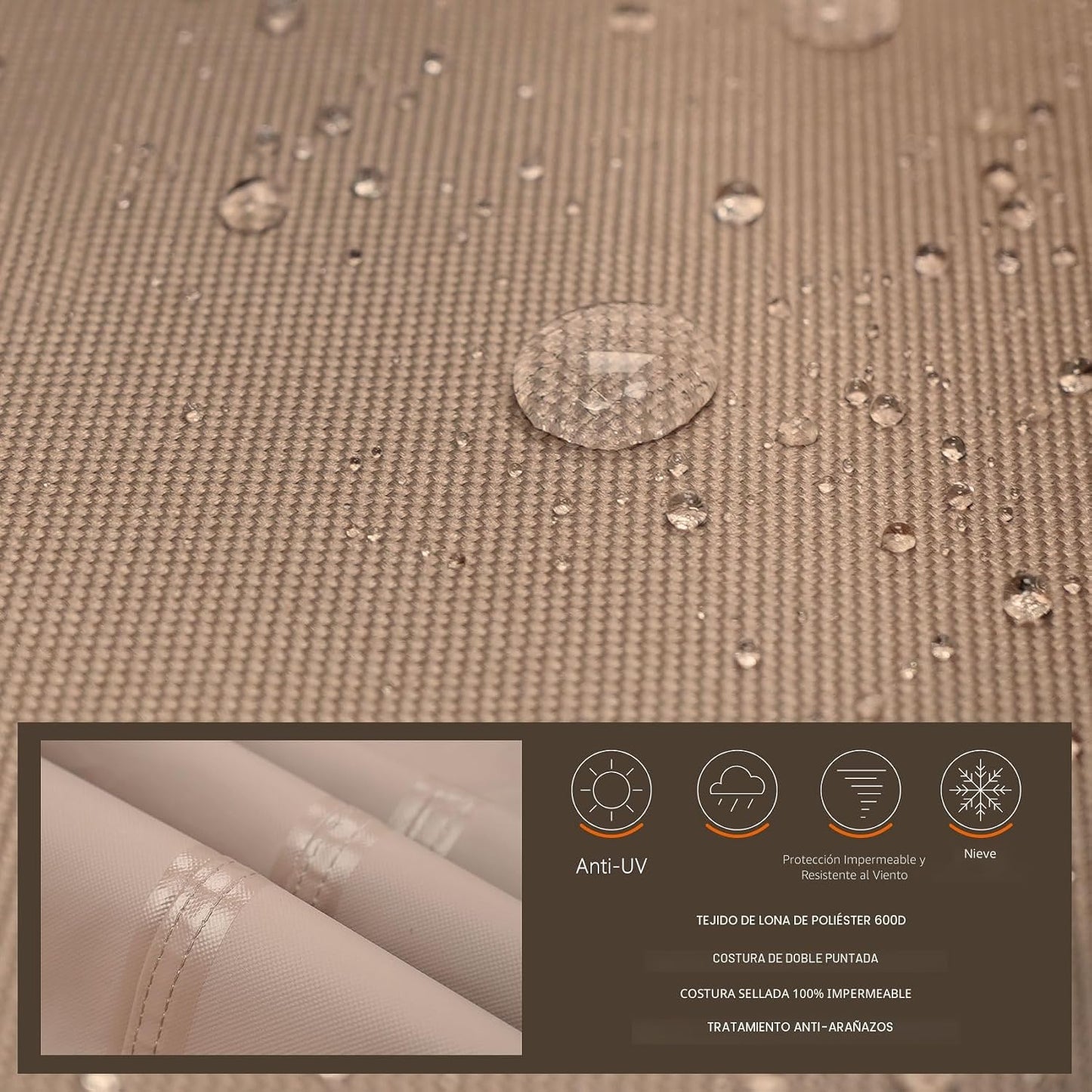 Funda sofá patio 60x35x35pulg impermeable 2 plazas