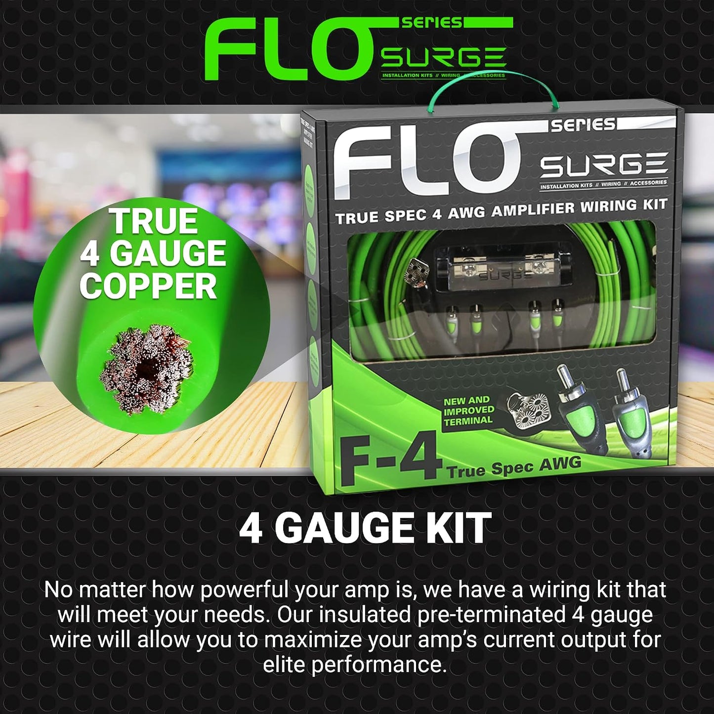 Kit cable flo series 4 awg 18pulg alimentación 3pulg tierra