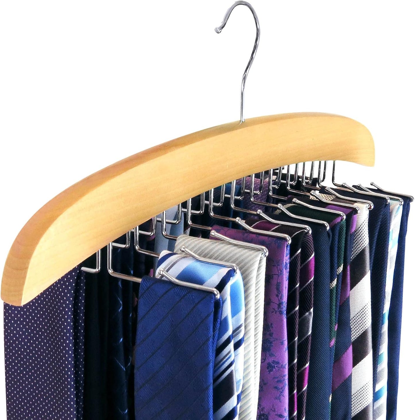 Estante colgador madera 24 ganchos plegables para corbatas