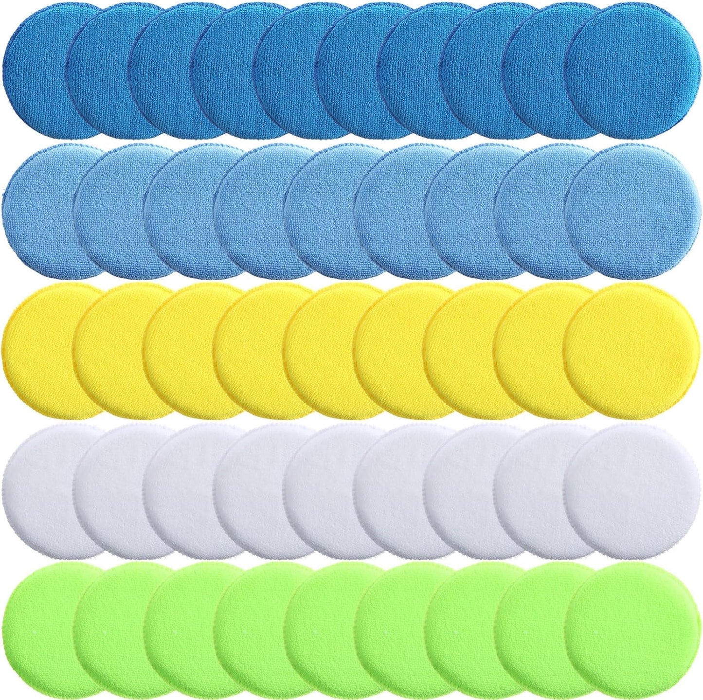 50 Almohadillas Microfibra Cera Auto 5" Espuma Suave