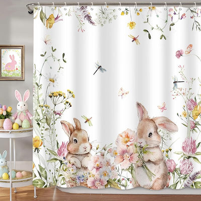 Cortinas ducha primavera conejito Pascua 72x72pulg