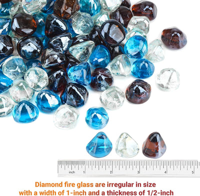 Diamantes vidrio fuego 10lb 1/2pulg azul caribeño brillo ambar