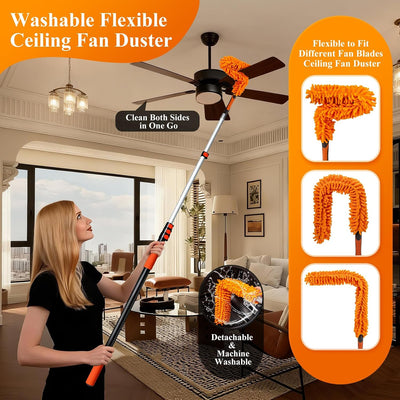 Kit plumero 26ft poste 5-20ft cepillo telaraña ventilador lavable