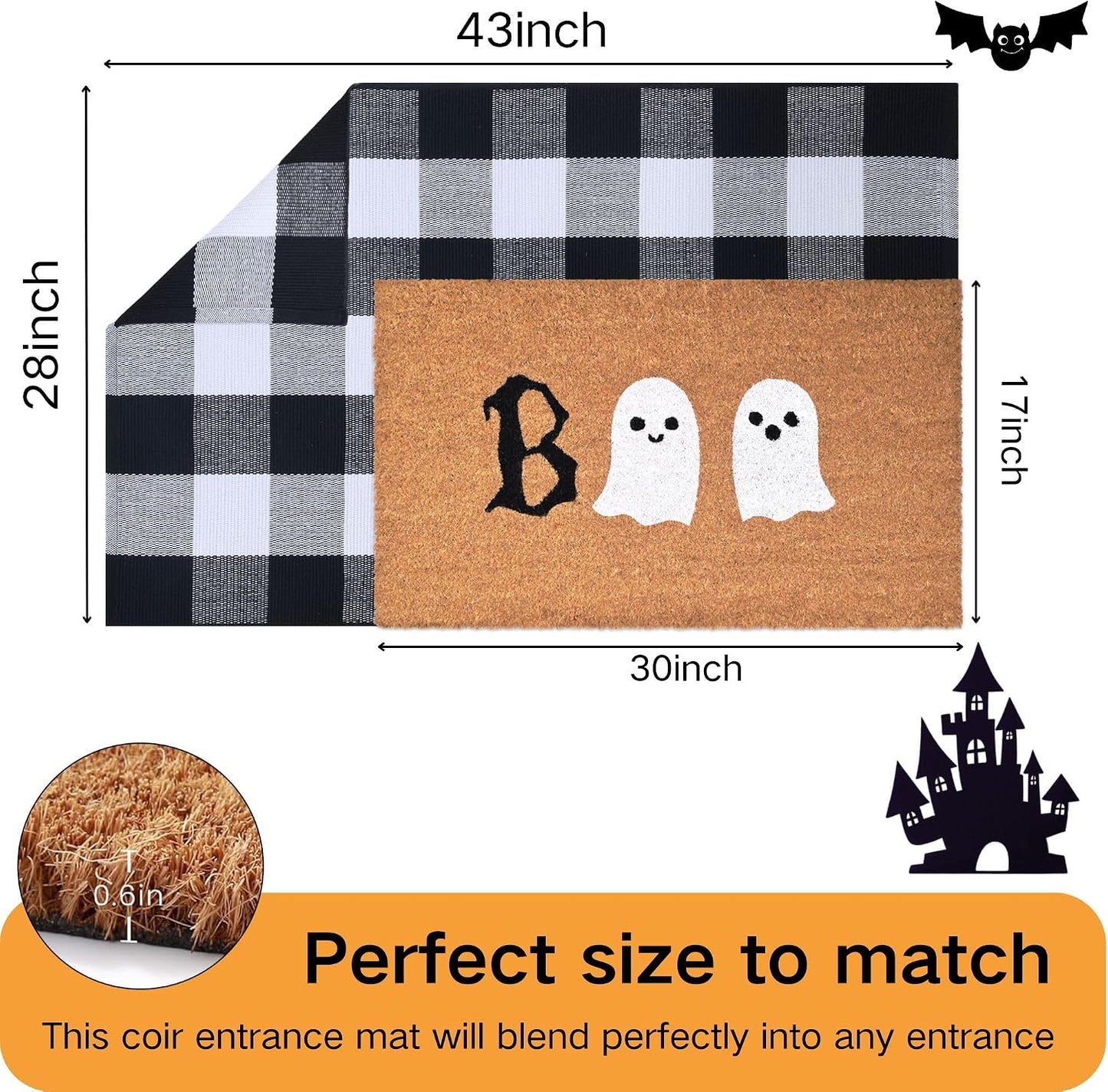 Tapete puerta Halloween coco fantasma 28x43"