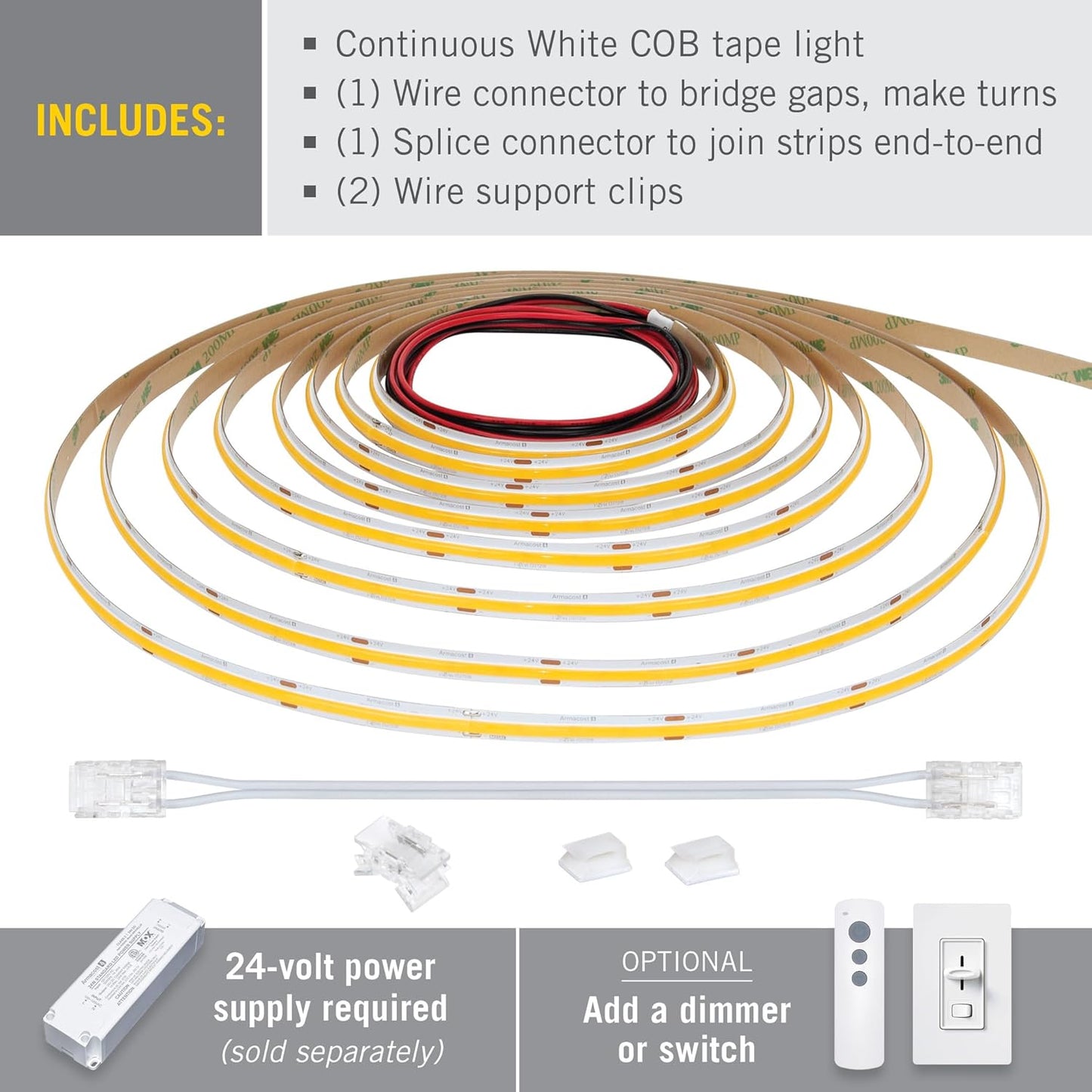 Cinta led Ribbonflex Pro 24v blanco cob 3000k 5m