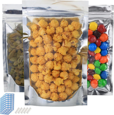 300 Bolsas Mylar Recerrables 3.5x5.5 Aluminio Plateado