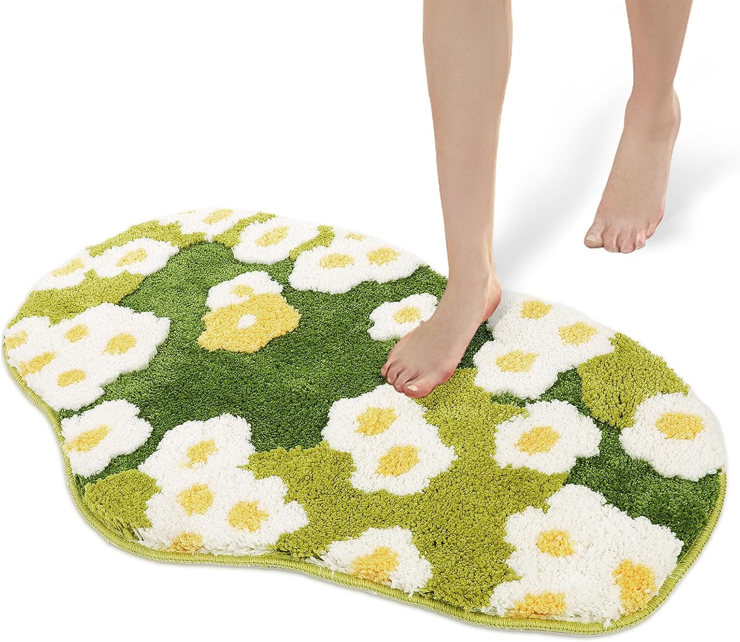 Alfombra baño musgo floral microfibra antiderrap 16x24