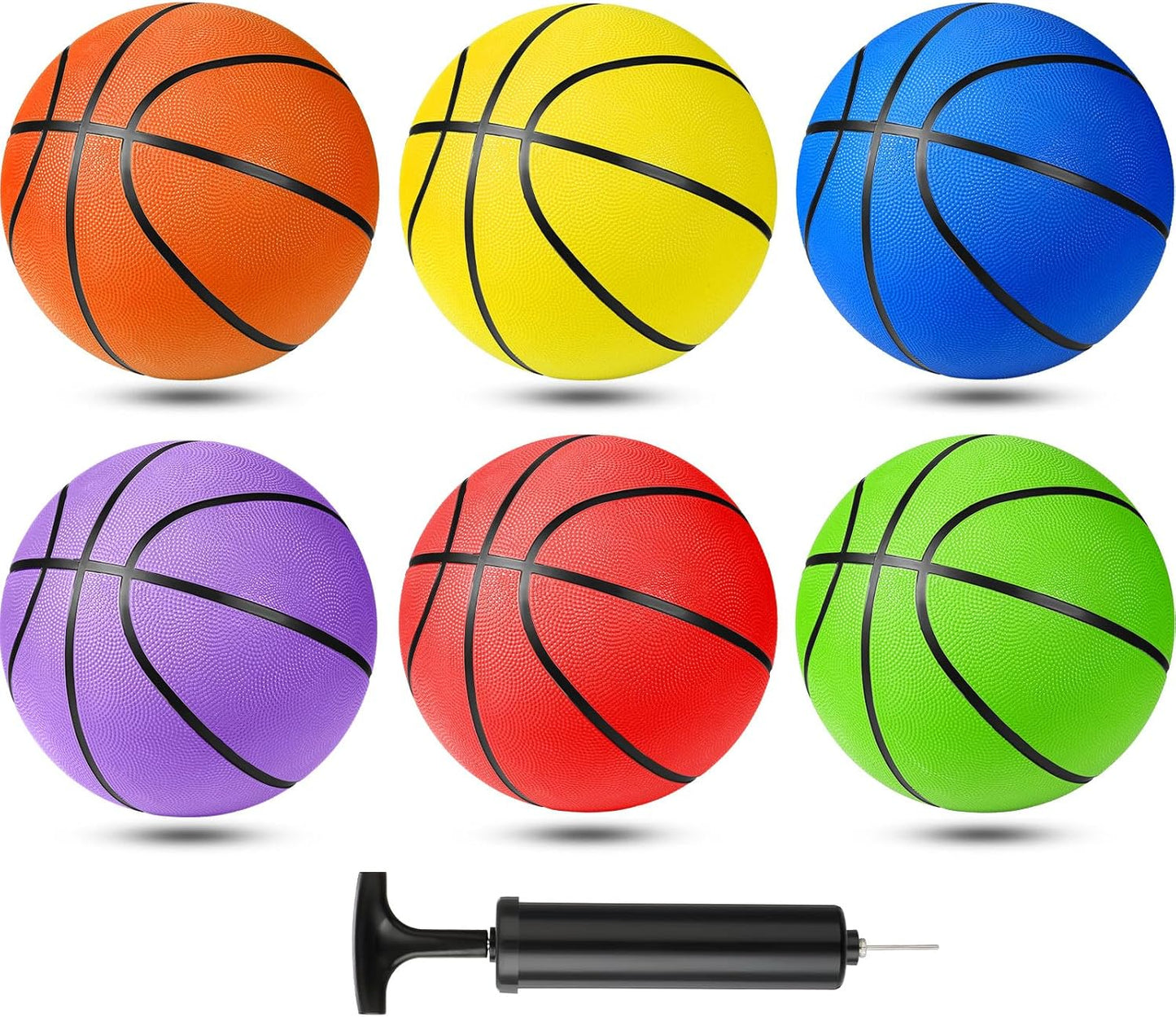 6 Pelotas Baloncesto Goma Tamaño Oficial con Bomba