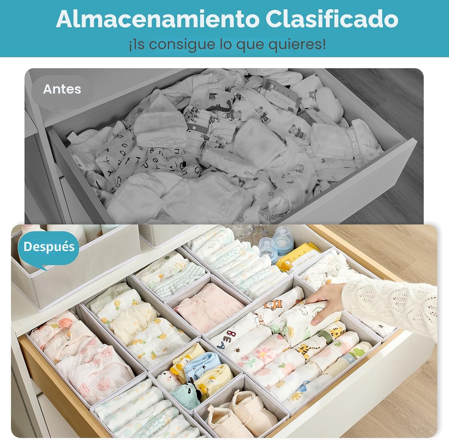 18 Pzas Organizadores Ropa Bebé Tela Plegables