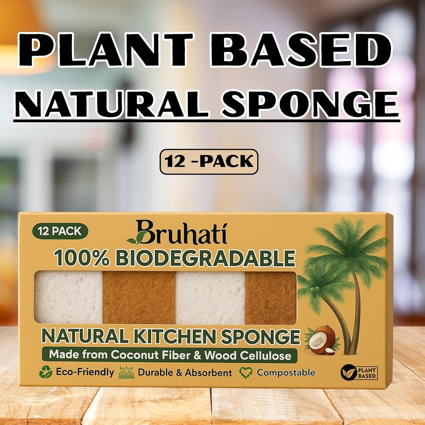Esponjas biodegradables 12 pzas celulosa fibra coco