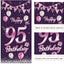 Cartel feliz cumpleaños 95 años rosa morada decoración puerta