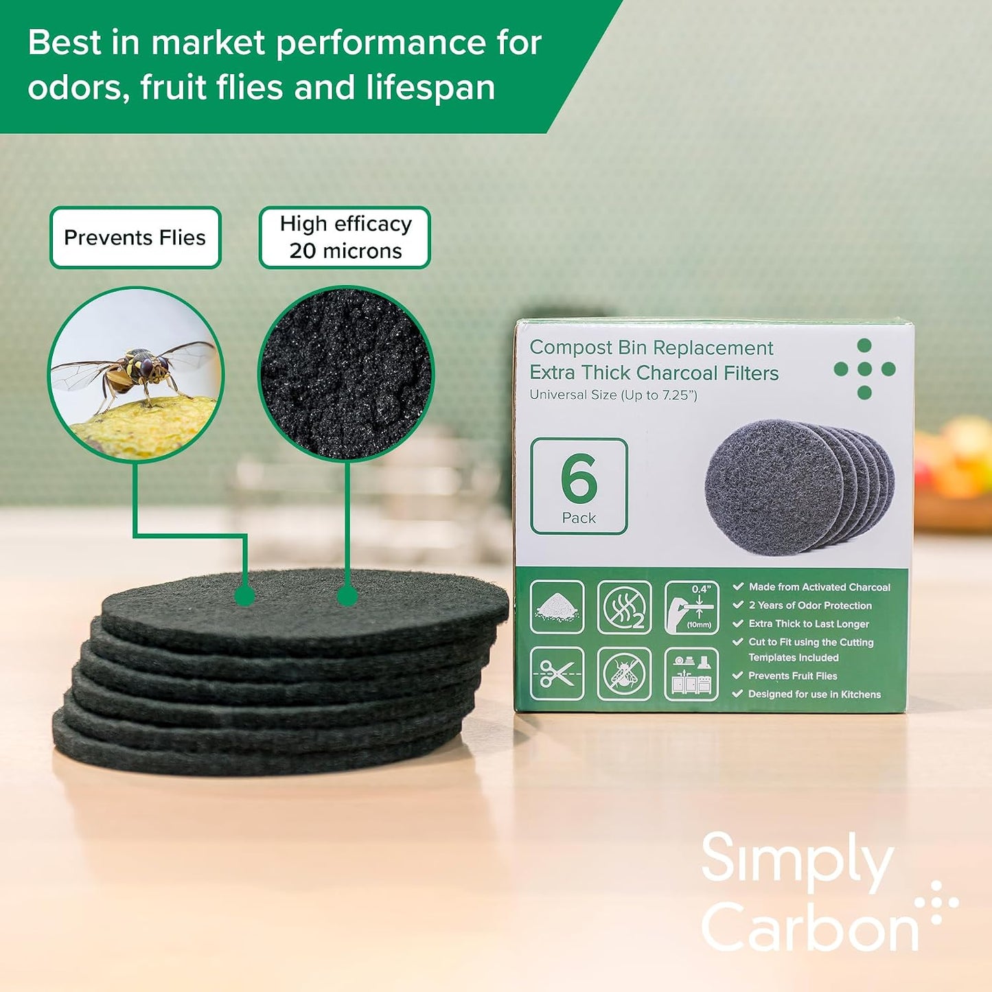 Filtros carbón activado contenedores abono 7.25"