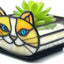 Maceta gato amarilla vitrales 4.33x3.54pulg