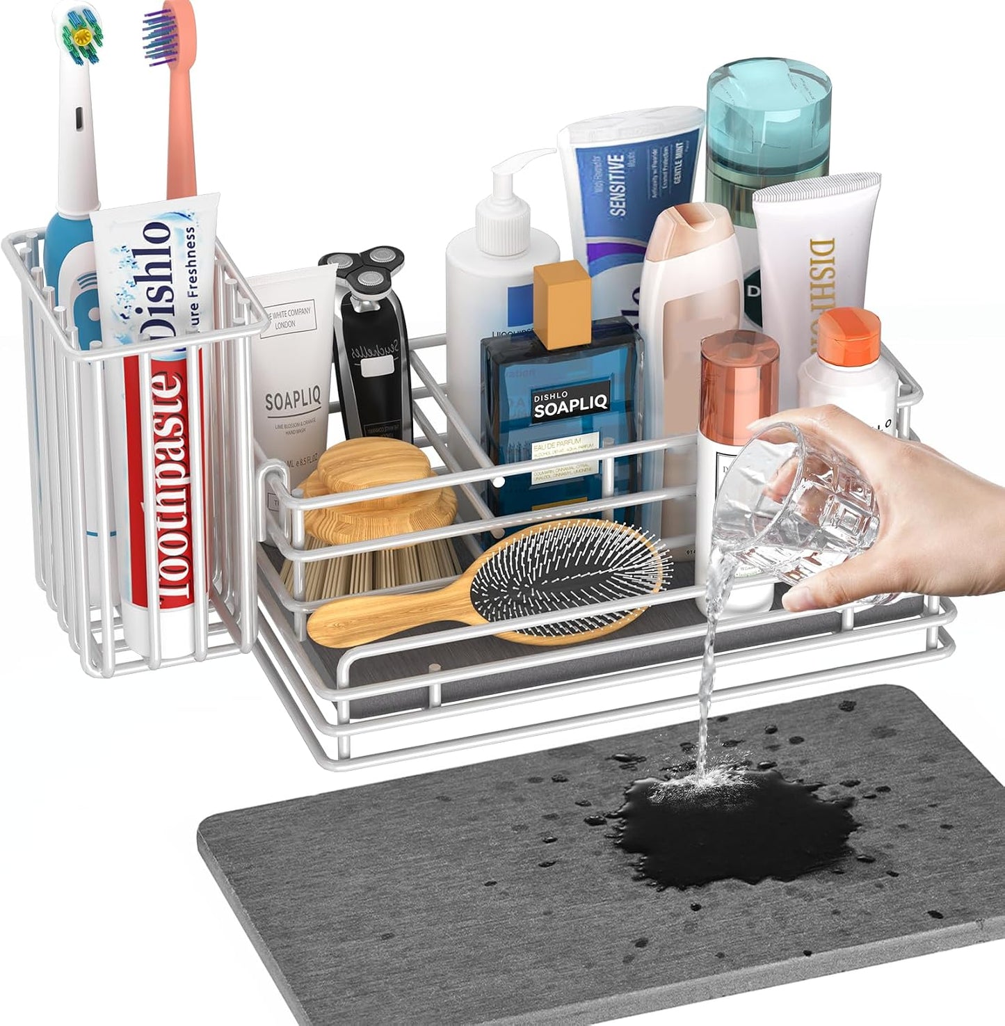Soporte esponja fregadero acero inox con piedra secado