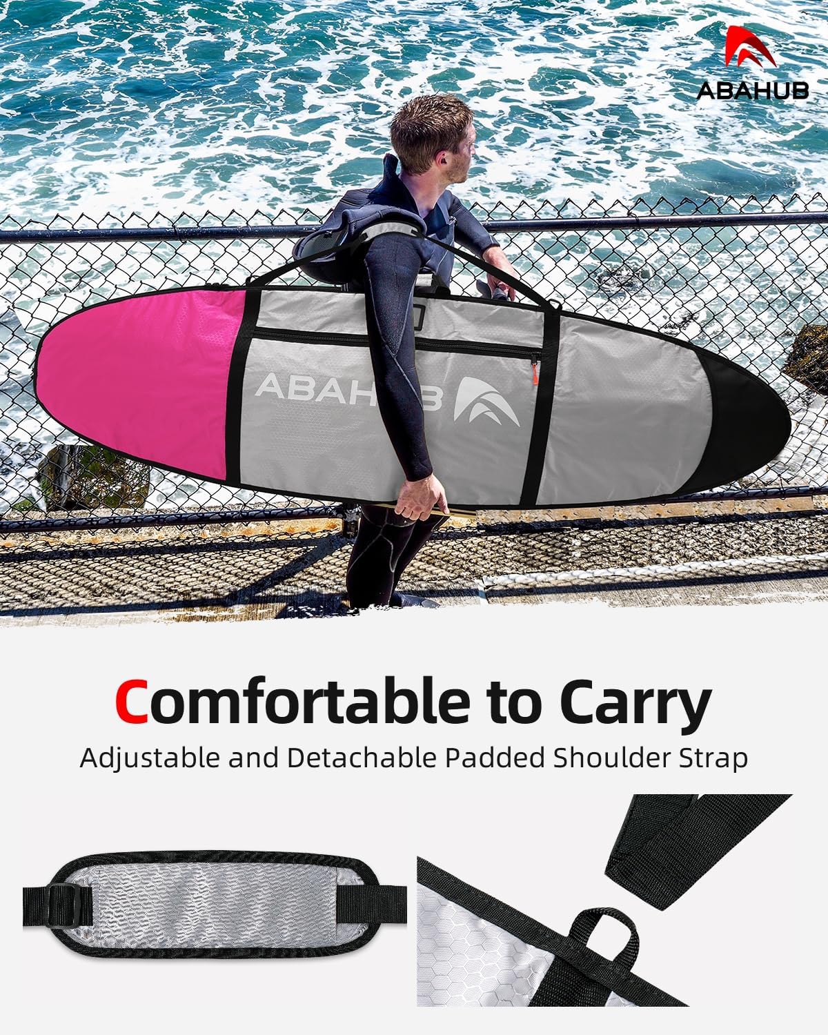 Bolsa viaje tabla surf espuma acolchada 6'0 7'0 7'6