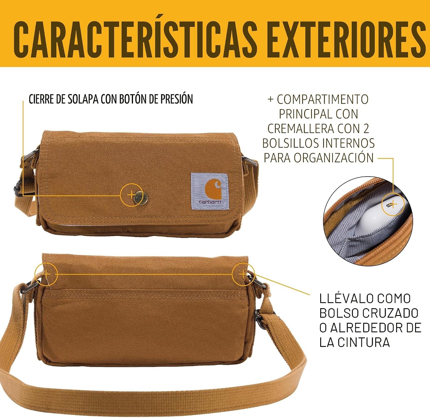 Bolsa cruzada horizontal con correa desmontable