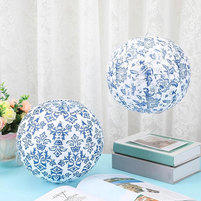 12 Faroles Chinoiserie 10pulg Azul Blanco Colgantes