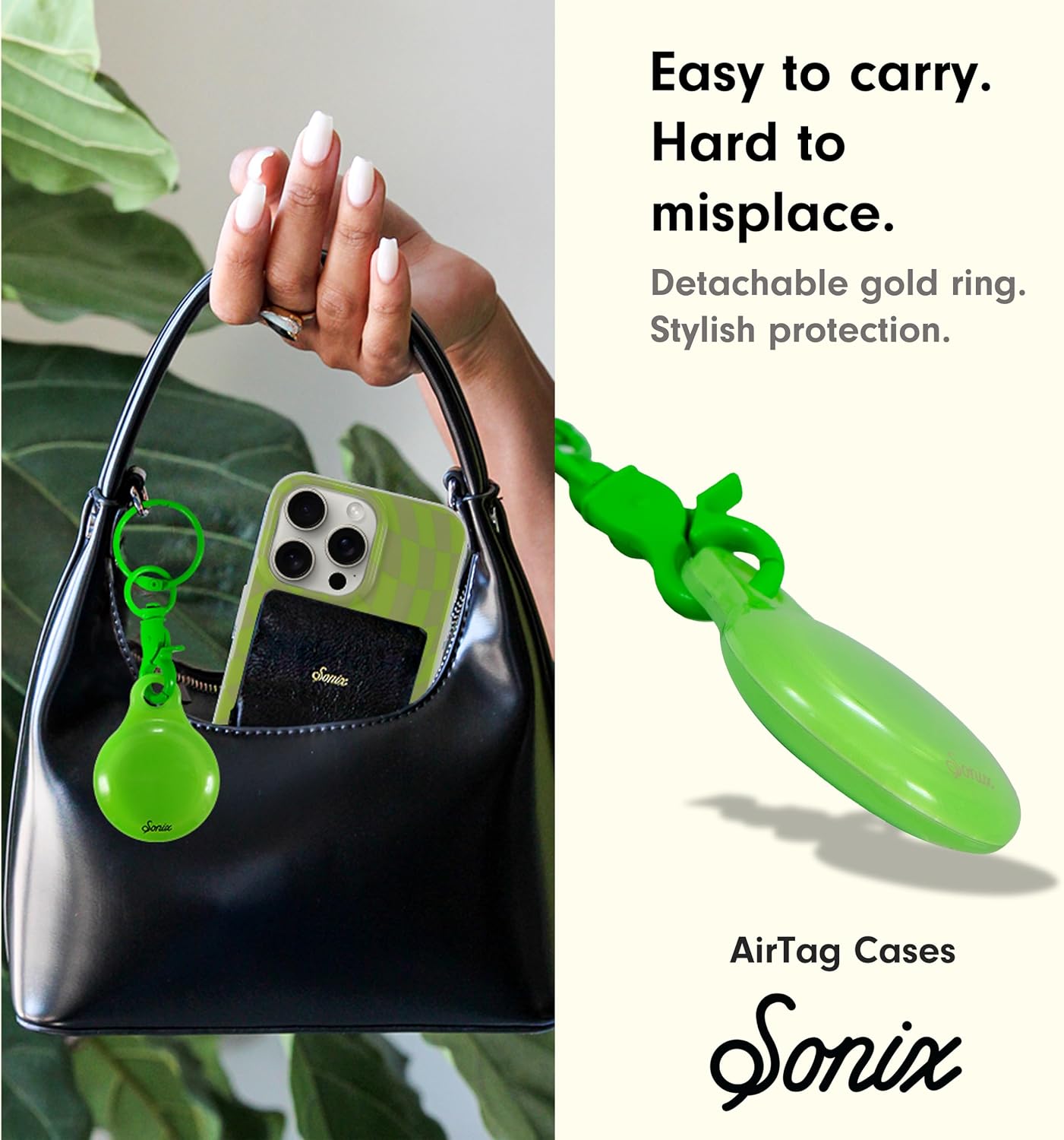 Fundas Airtag con llavero pinza de langosta dura verde lima