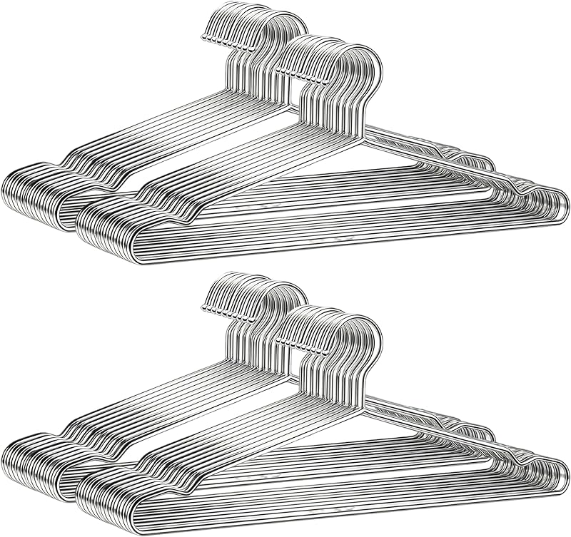 40 Perchas Metal 17.7" Gancho Acero Inox Antiderrap