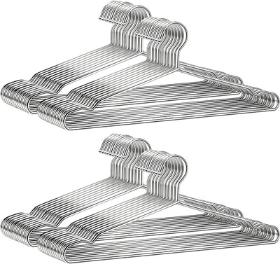 40 Perchas Metal 17.7" Gancho Acero Inox Antiderrap