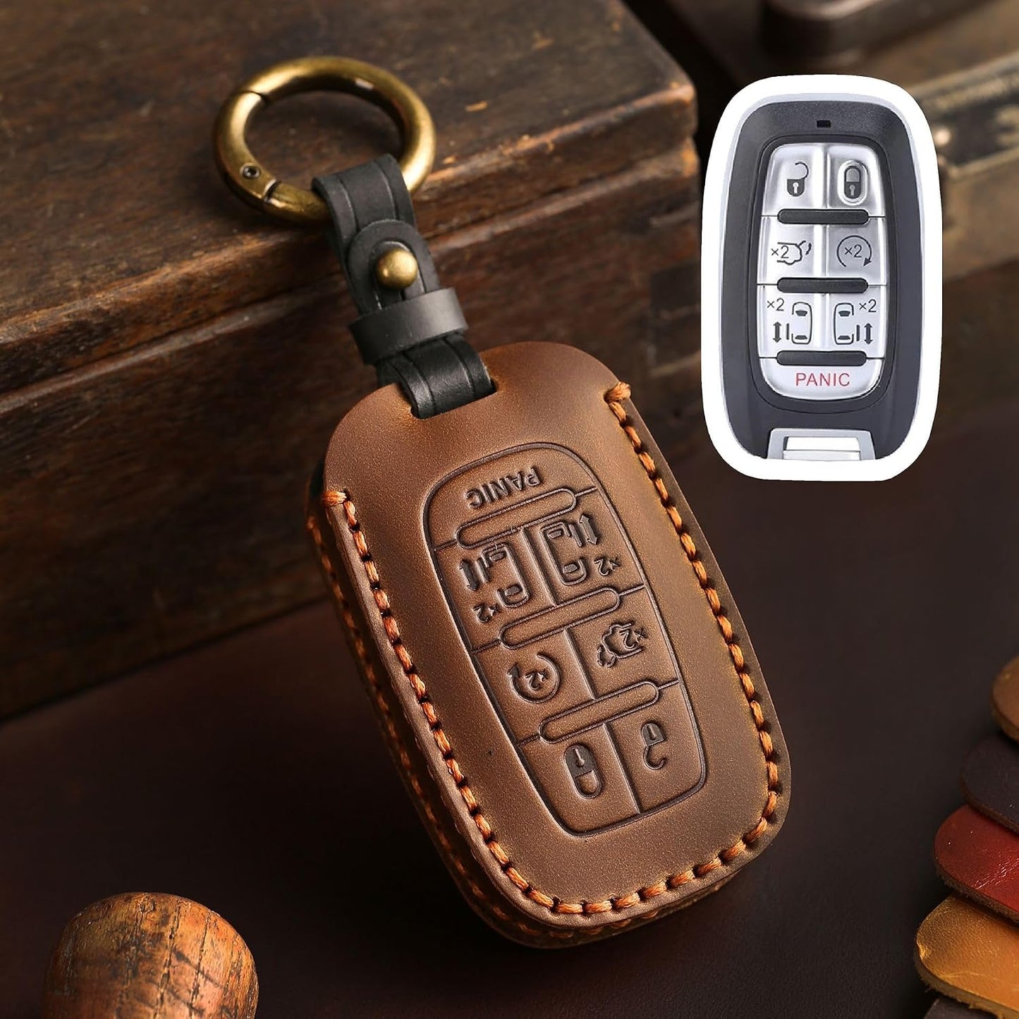 Funda cuero llavero 7 botones Chrysler Pacifica Voyager