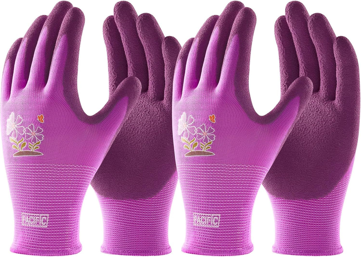 2 Pzas Guantes Jardinería Mujer Látex Transpirables Mediano Morado