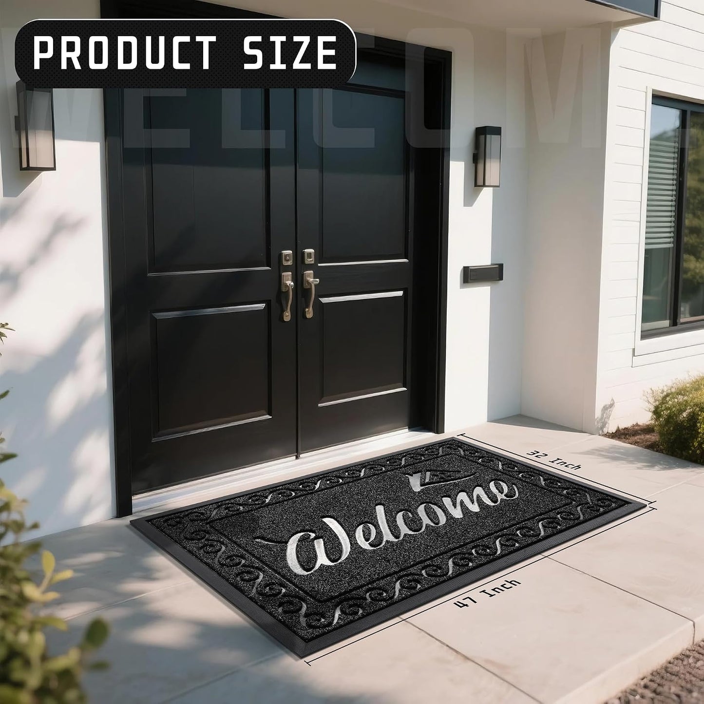 Tapete bienvenida impermeable 47x32" color negro