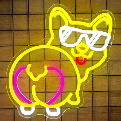 Letrero neón LED forma perro hogar tienda mascotas