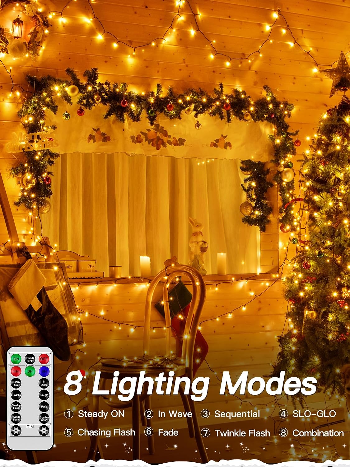 Tira luces navidad 263ft 800led impermeable control remoto