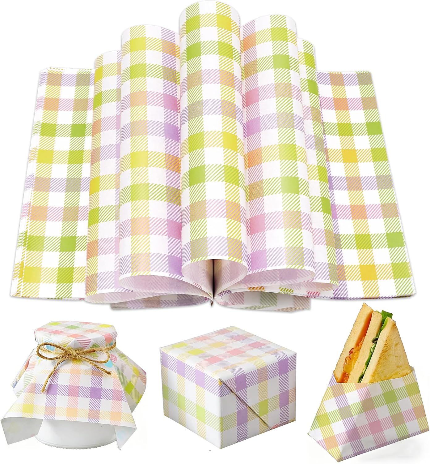 150 Hojas Papel Cera 9.8x8.3pulg para Sandwiches y Eventos
