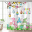Cortina ducha gnomo Pascua 72x72pulg verde azulado y rosa
