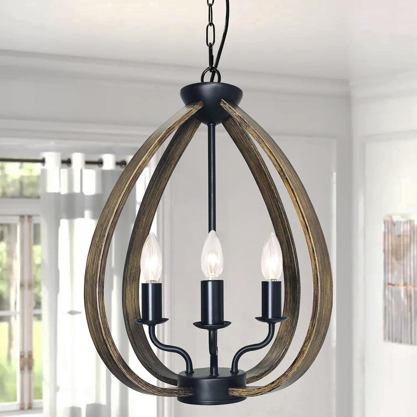 Lámpara colgante rústica 4 luces 16.4pulg para comedor
