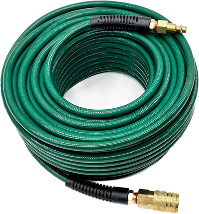 Manguera aire PU 1/4x100ft acoplador rápido giratorio verde
