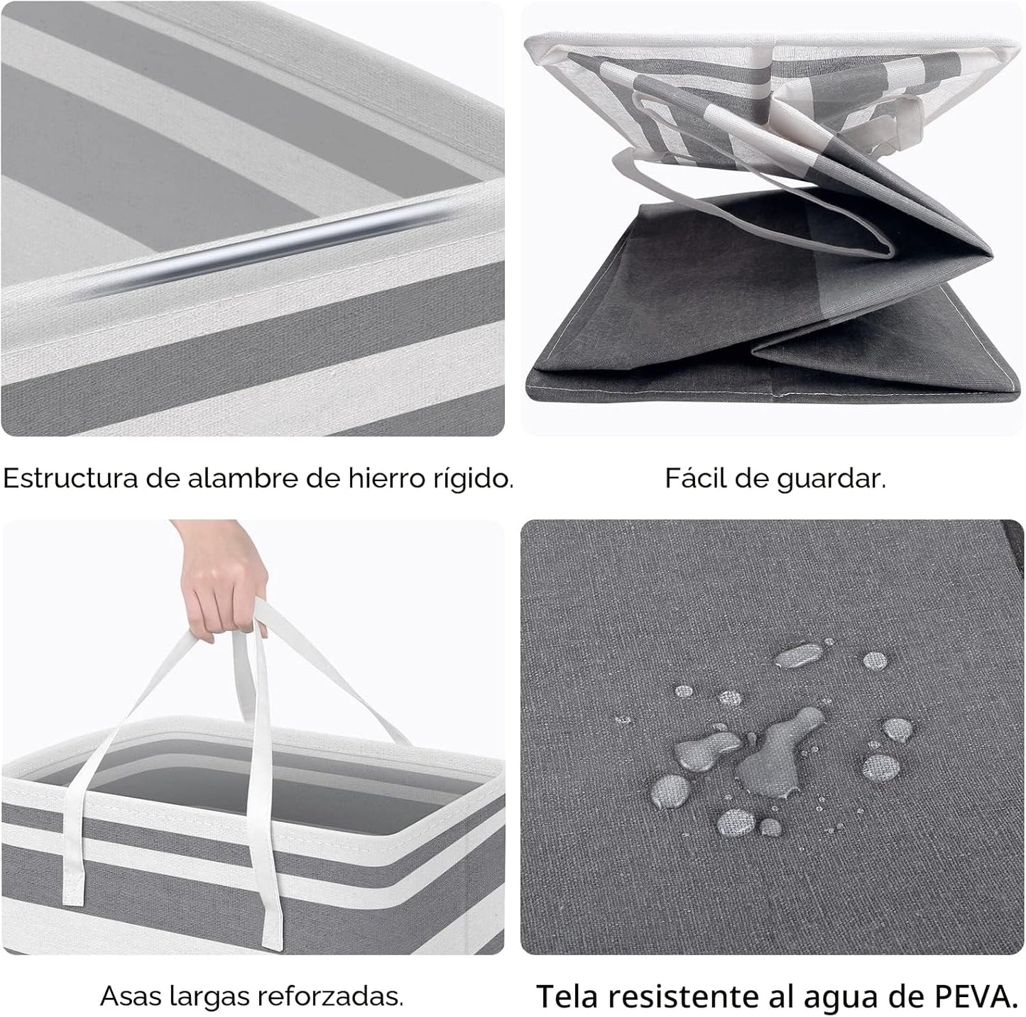 2 Cestas Lavandería Impermeable Plegable Asas Extendidas