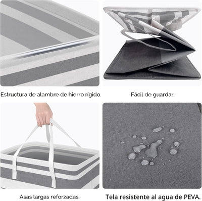 2 Cestas Lavandería Impermeable Plegable Asas Extendidas