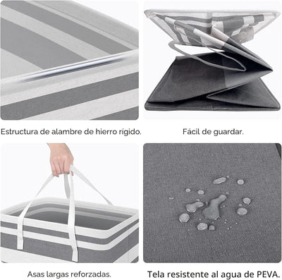 2 Cestas Lavandería Impermeable Plegable Asas Extendidas