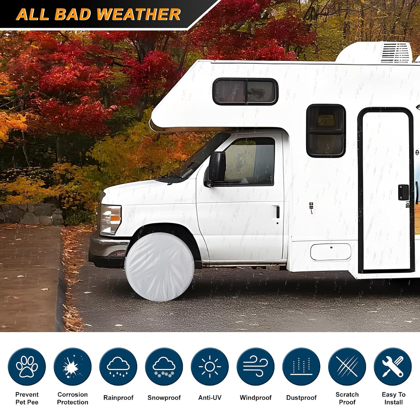 Fundas neumáticos RV camión remolque suv ajuste universal UV