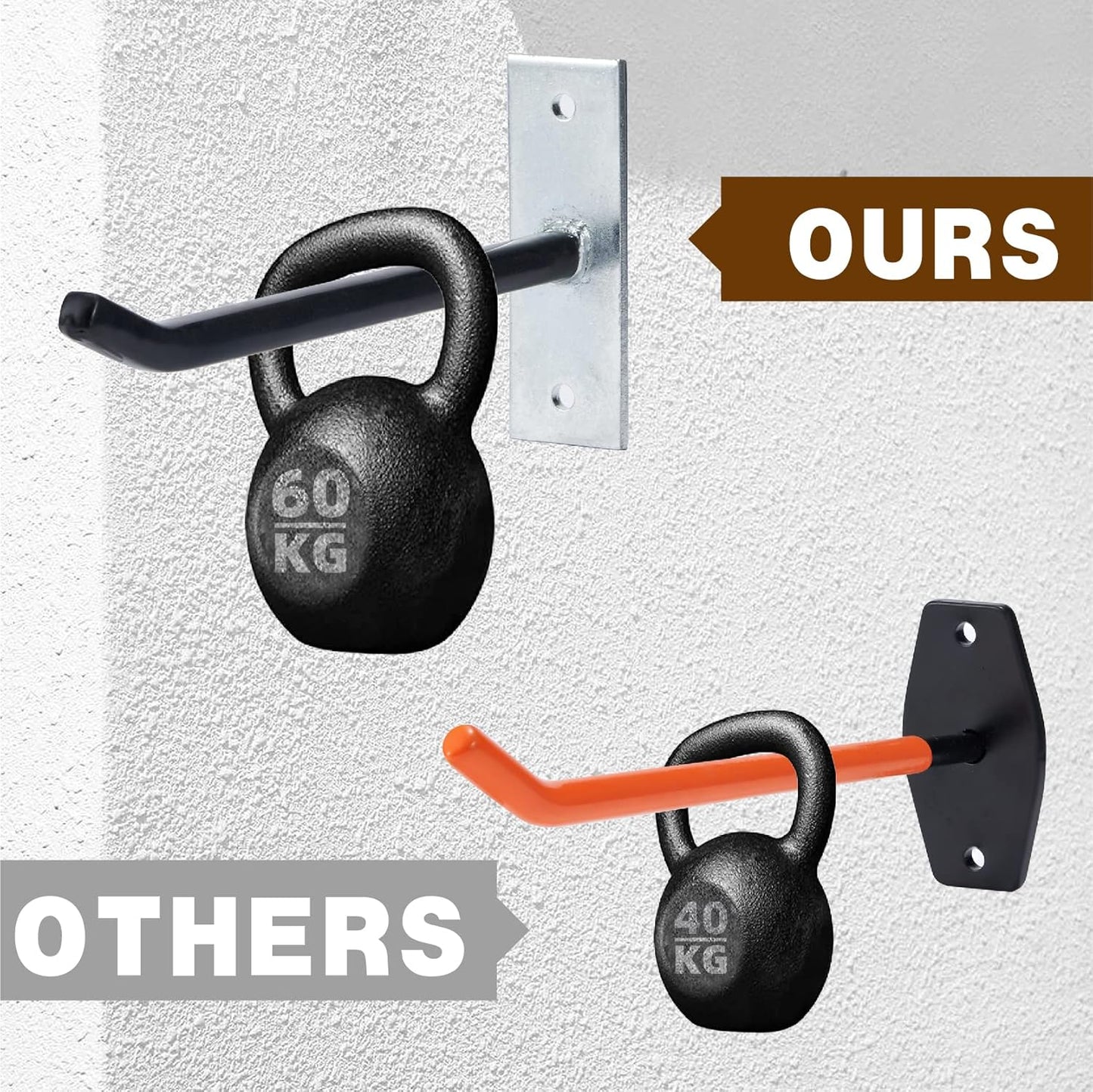 4 Ganchos Neumáticos Pared Soporte Antiempuje Negro