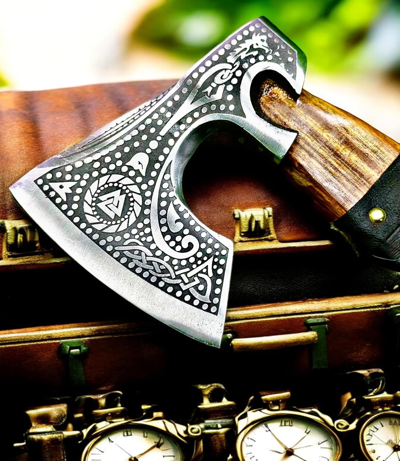 Hacha vikinga AX-7000 acero carbono mango madera rosa
