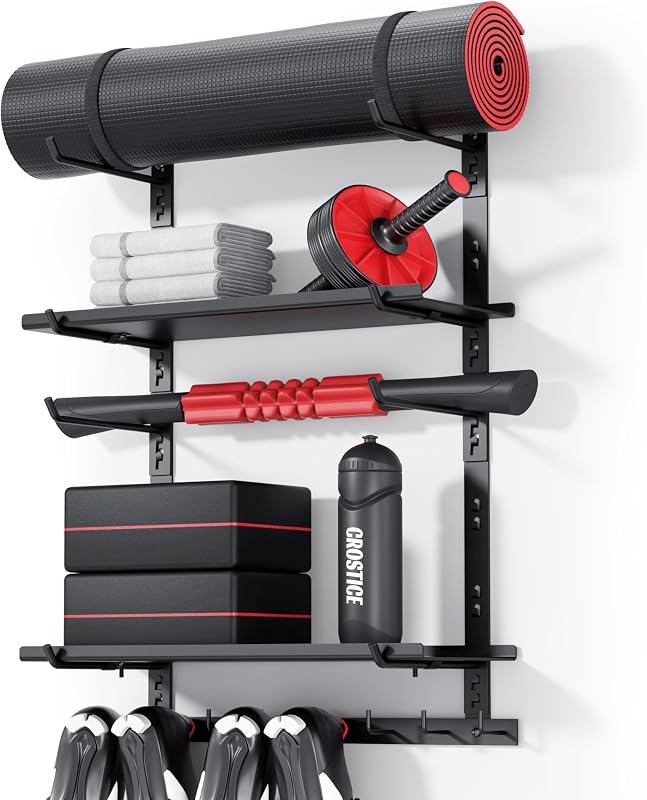Estante pared gimnasio 2 tableros soporte esterilla yoga
