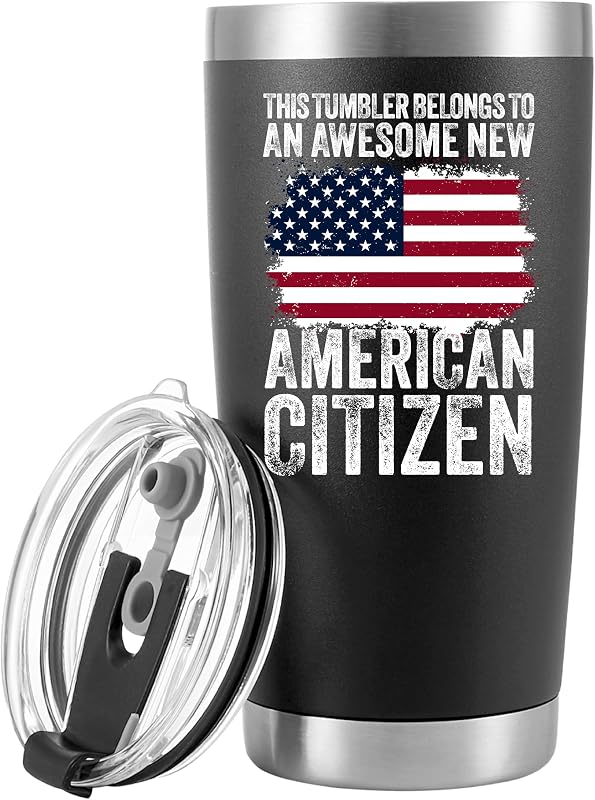Vaso acero inox con tapa bandera estadounidense