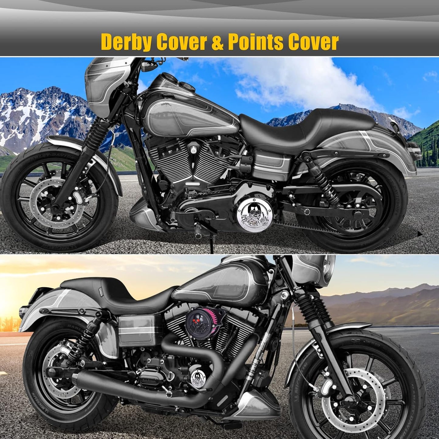 Tapa distribuidor 3D calavera 5 agujeros Harley Softail