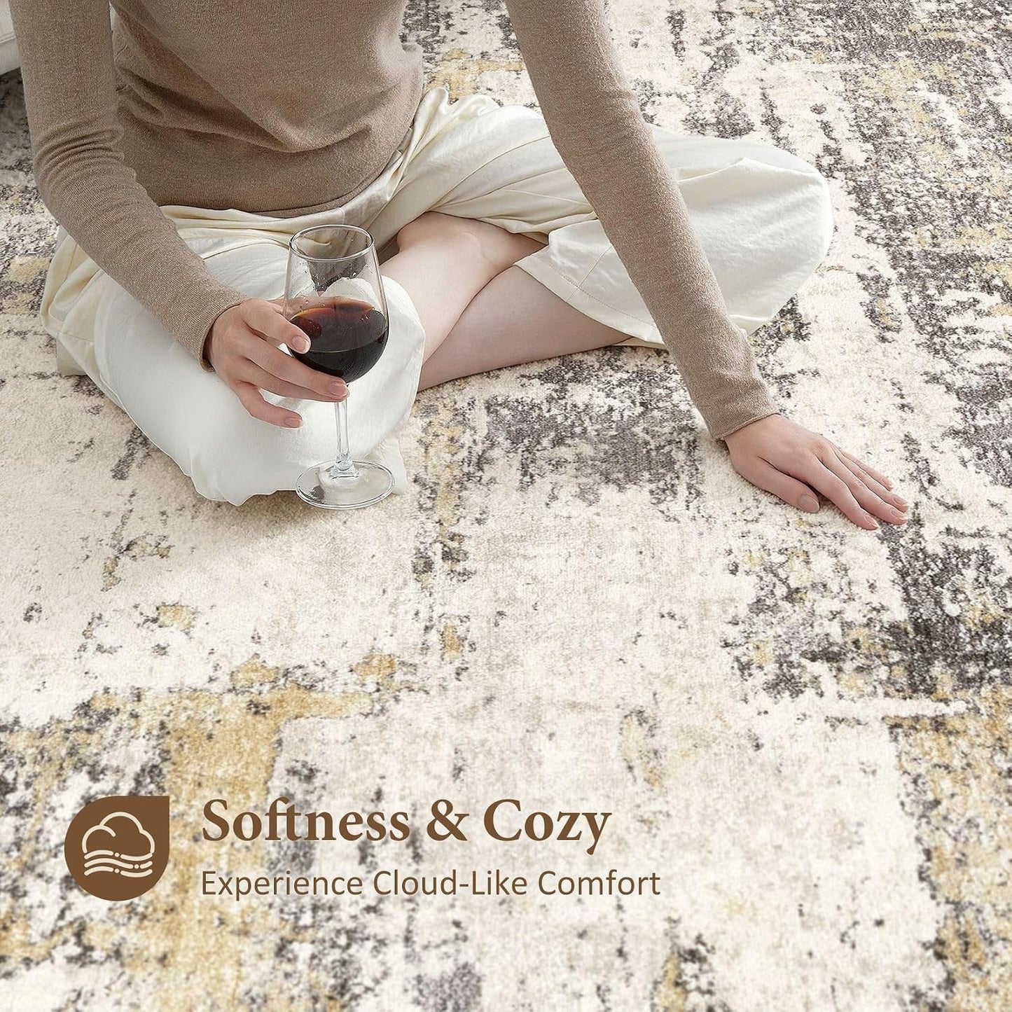 Alfombra sala 10x12ft moderna neutral antiderrap